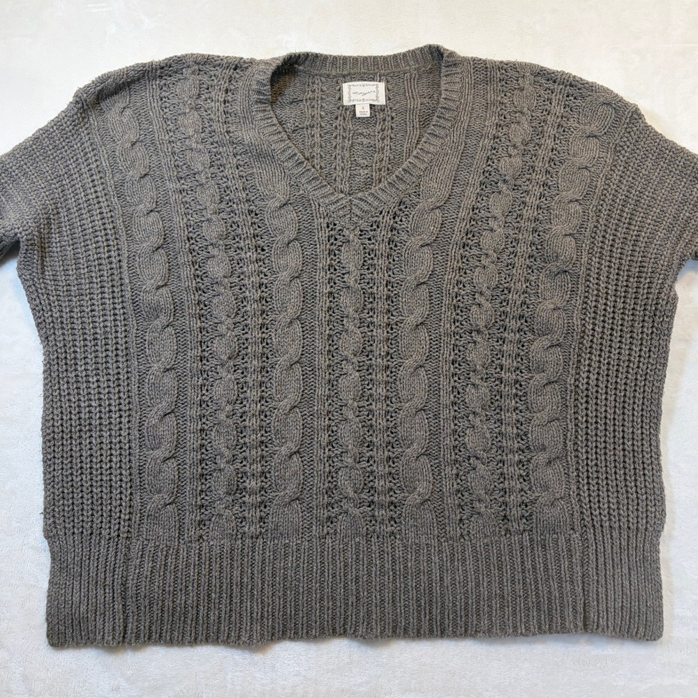 VTG Kenji Grey Cable Knit Open Side Sweater Anthropologie Aesthetic Size Small